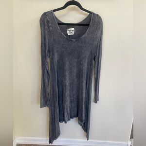 NWOT Darlove Jones Washed Dark Gray Long Sleeve Tunic Dress size Large